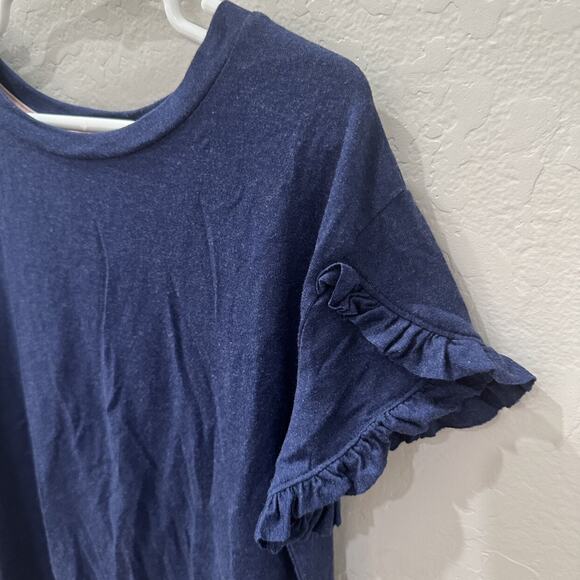 Mini Boden Blue Ruffle Sleeve Short Sleeve Shirt - Picture 2 of 6